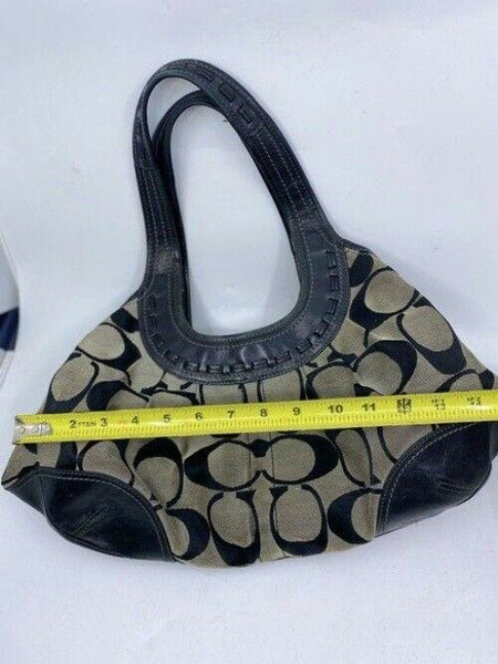 Coach Shoulder Bag Medium Msrp Beige Black Jacquard Fabric Tote