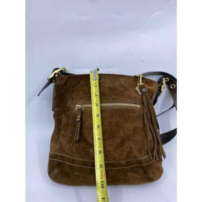 coach medium w adjustable strap tan brown leather cross body bag