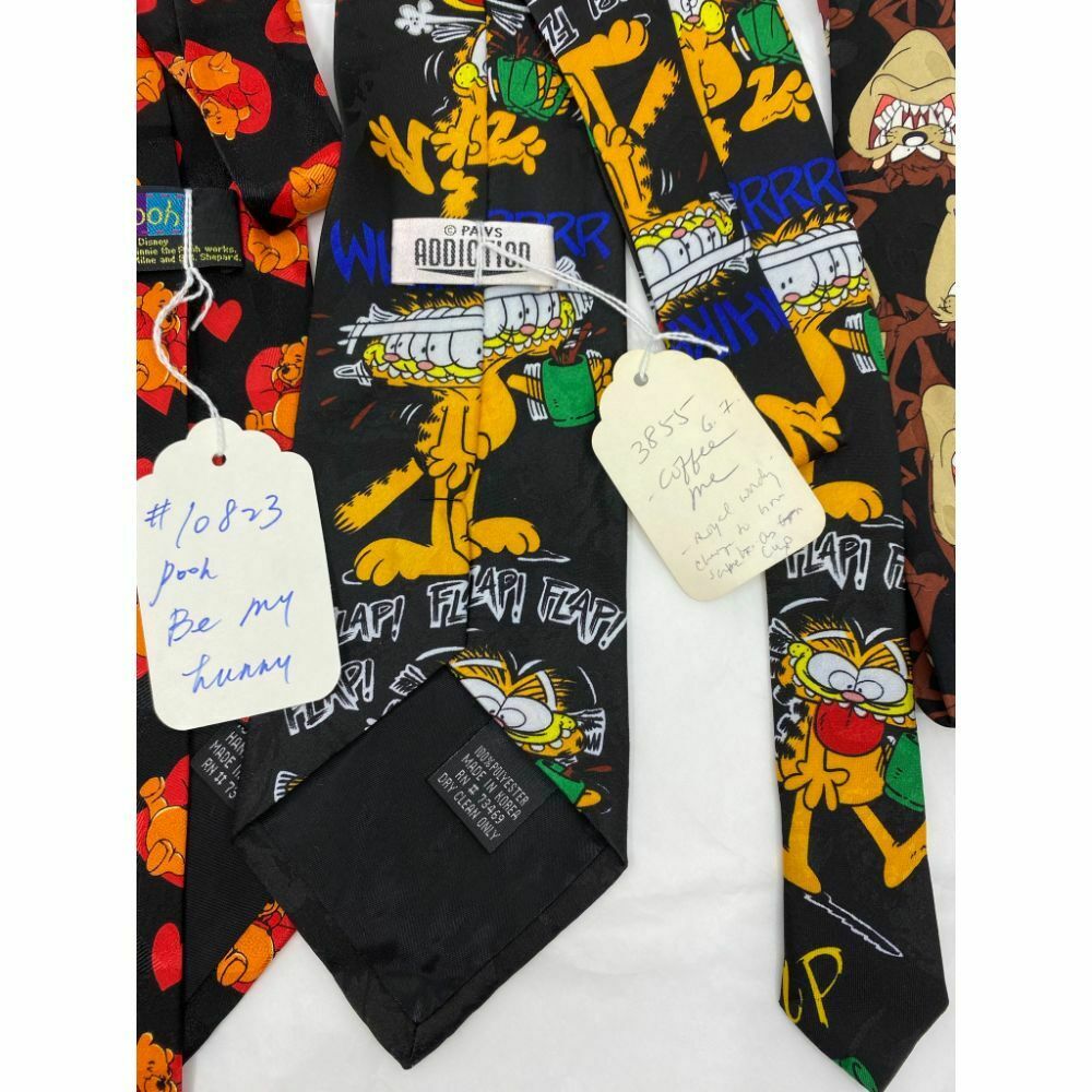 New Lot of 3 Neck tie Disney, Looney Tunes Black Red Yellow Total Msrp 75