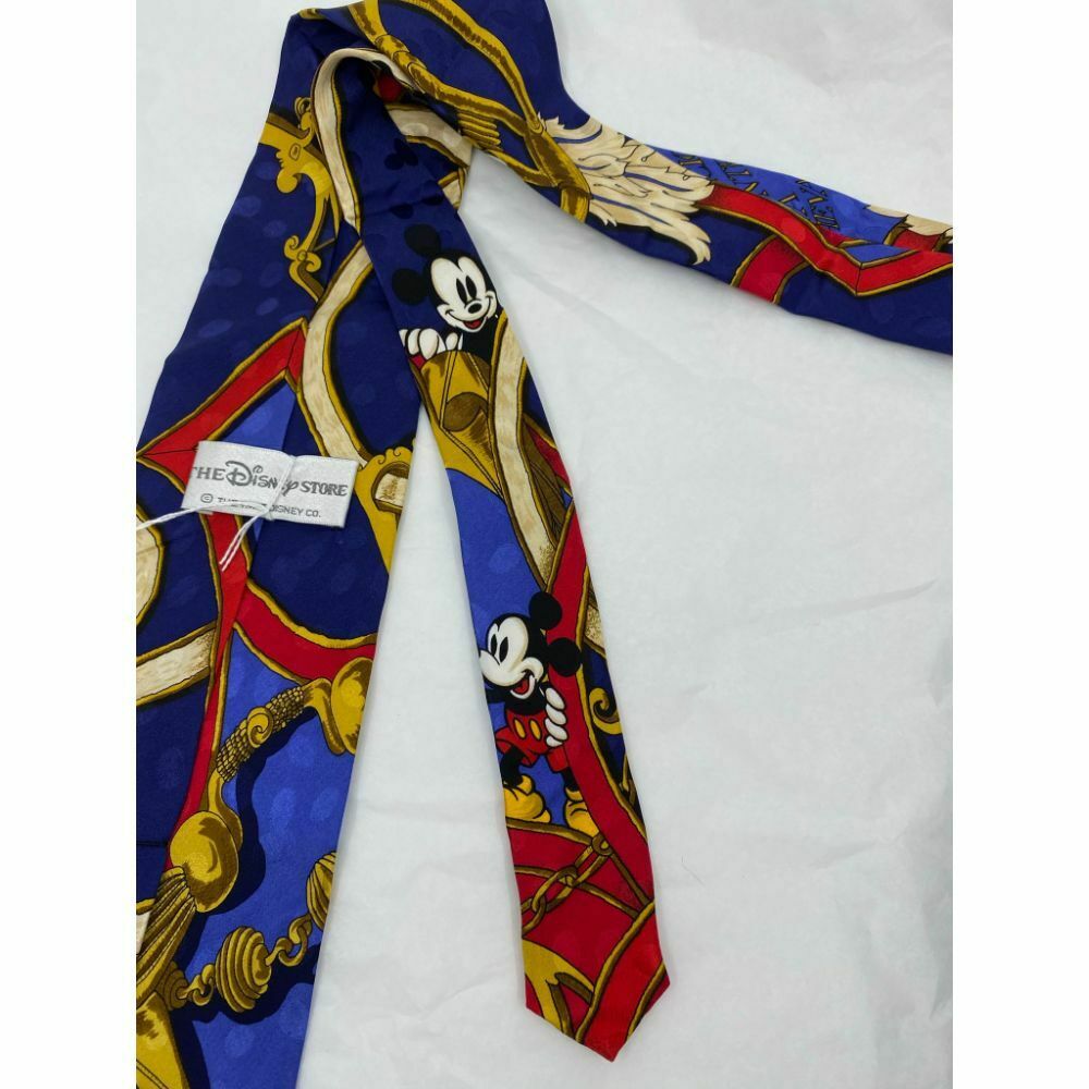 MICKEY MOUSE Disney Neck Tie Blue Red Orange Hand Made 100% Silk