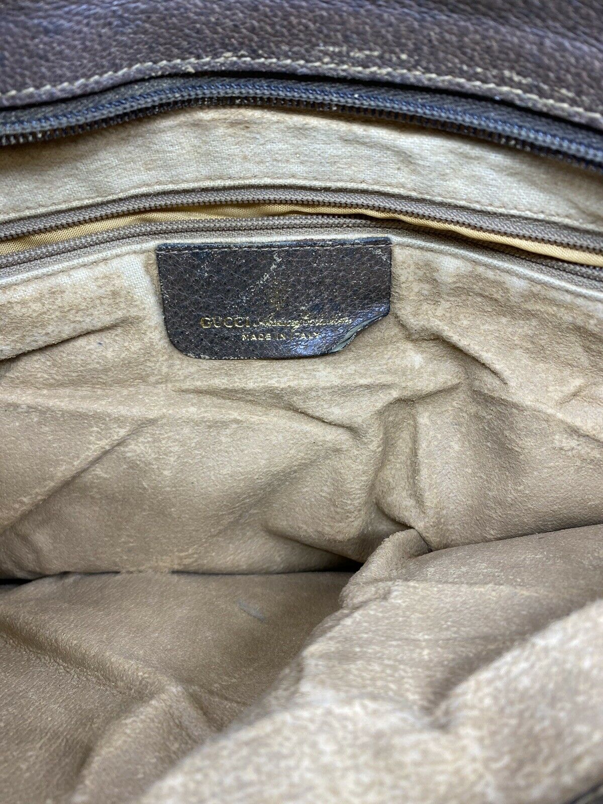 GUCCI Vintage  Brown Canvas/  Leather Shoulder Bag W Adjustable Strap