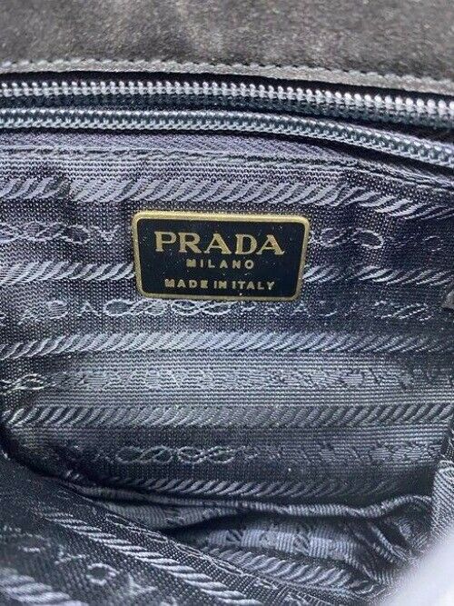 Prada black suede leather cross body bag