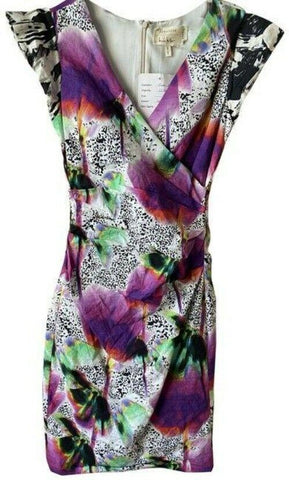 Nicole Miller multi color metal sheath small short formal dress