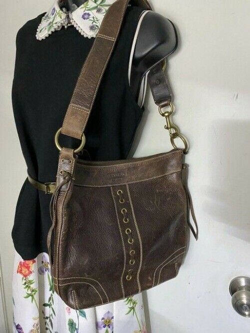 coach brown leather cross body bag