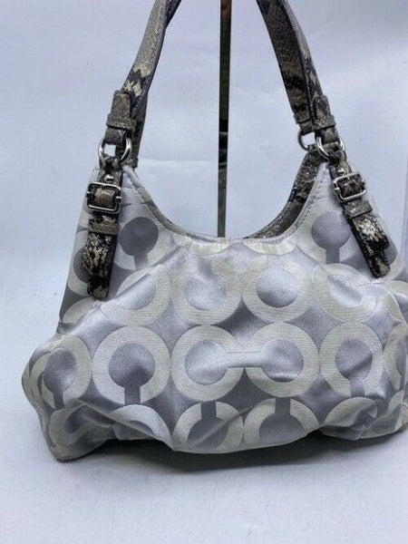 Coach Edie C All Over Gray Fabric Shoulder Bag