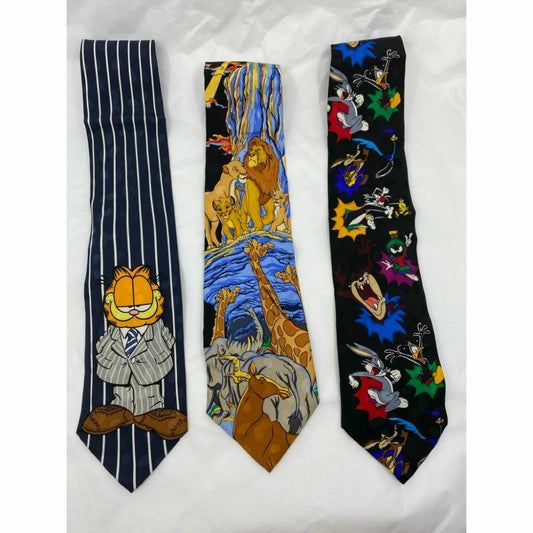 New Lot of 3 Neck tie Disney, Looney Tunes Multicolor Total Msrp 75