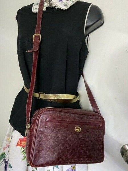 gucci vintage burgundy leather cross body bag