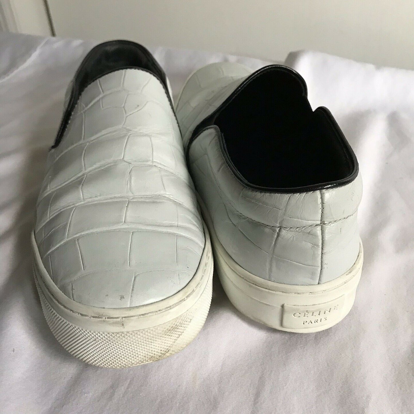 CELINE White Croc Embossed Size 9