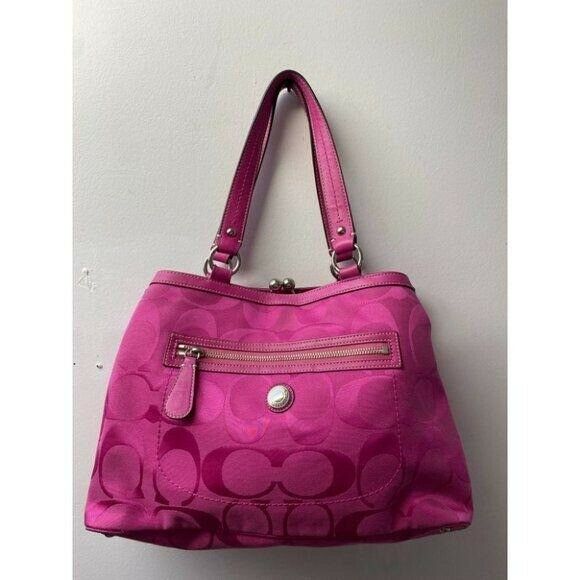 COACH Large Pink Jacquard Fabric Tote Bag