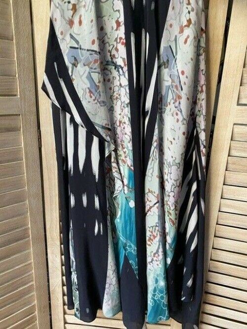 Nicole Miller black teal white msrp long casual maxi dress