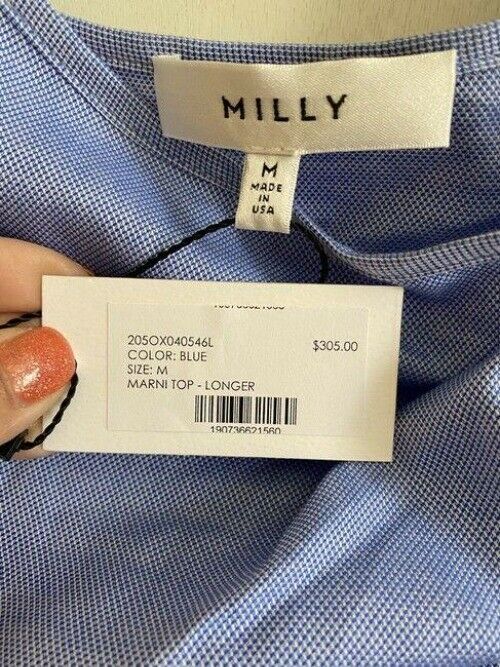 milly blue new women s bell sleeve woven msrp blouse