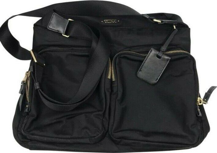tumi messenger black nylon cross body bag