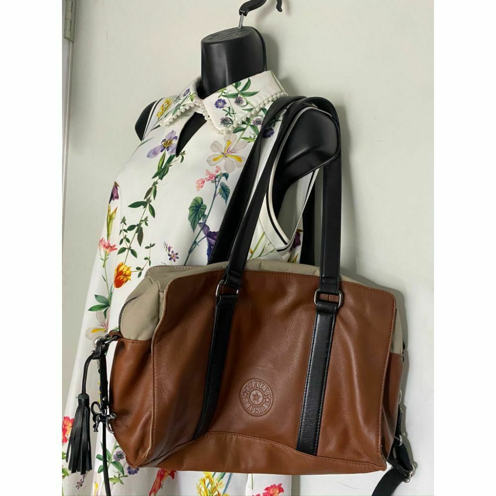 Kipling Brown Large Leather Shoulder Bag