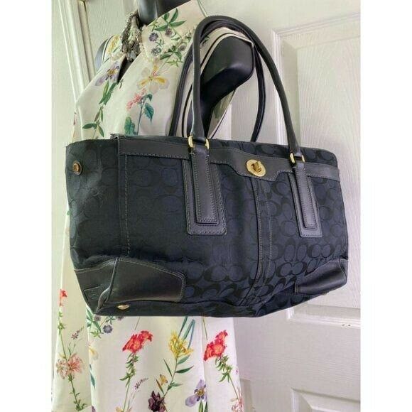 COACH Large Black Jacquard Fabric Tote Bag