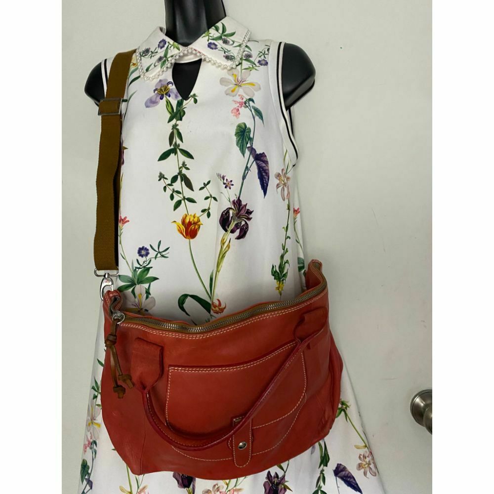 Sofia C. Orange Leather Shoulder Crossbody Bag