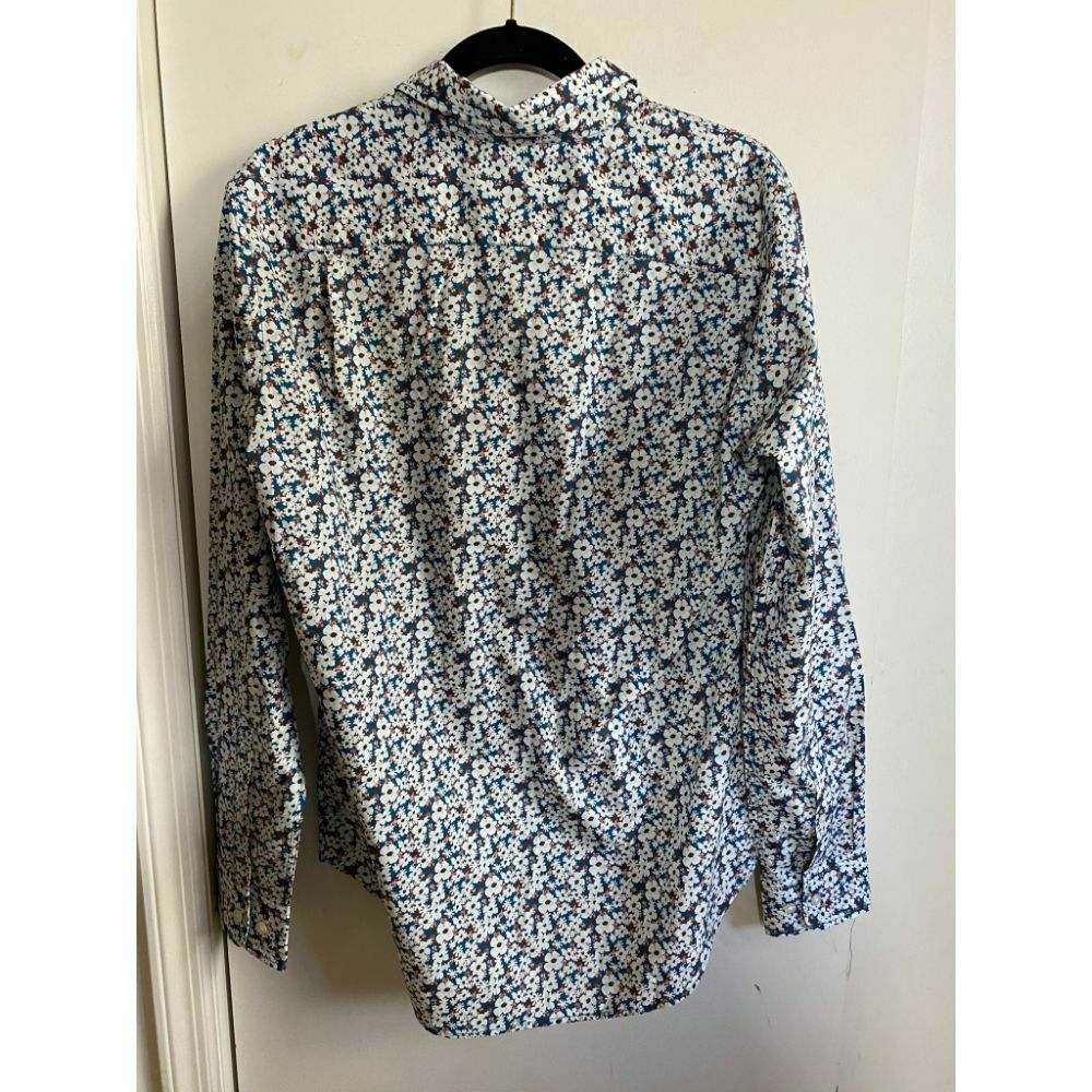 BONOBOS Blue White Orange Printed Long Sleeve Button Down Shirt Size M