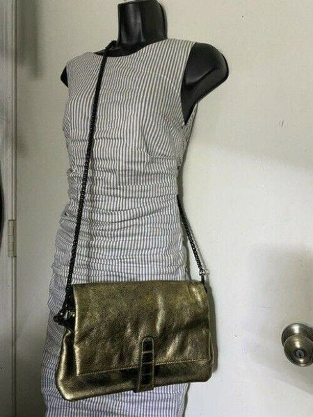 Nicole Miller Nwot Msrp Gold Leather Cross Body Bag