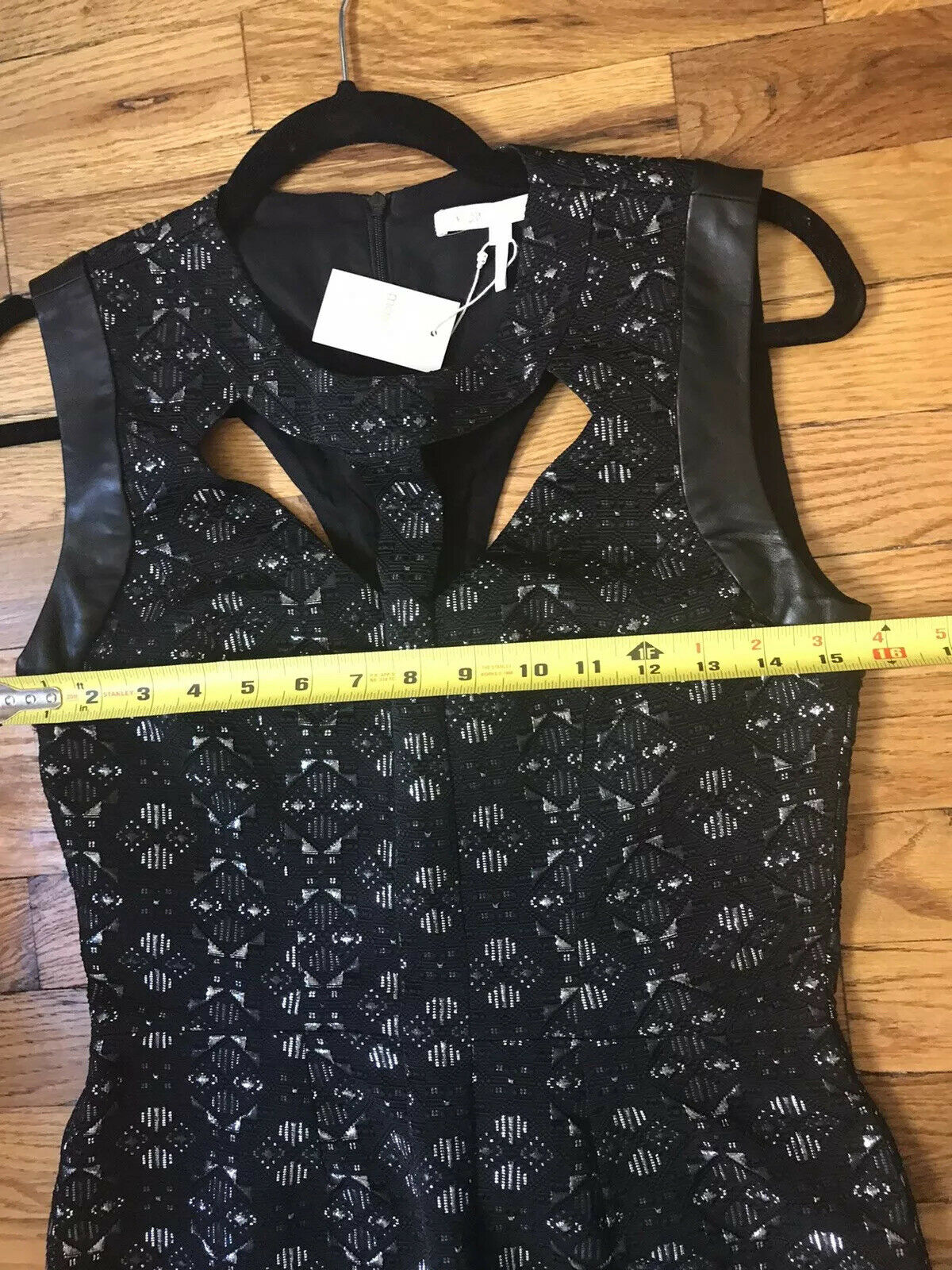 NWT MAJE Black/ Silver Dress With Cut Out Neck Line Size 1