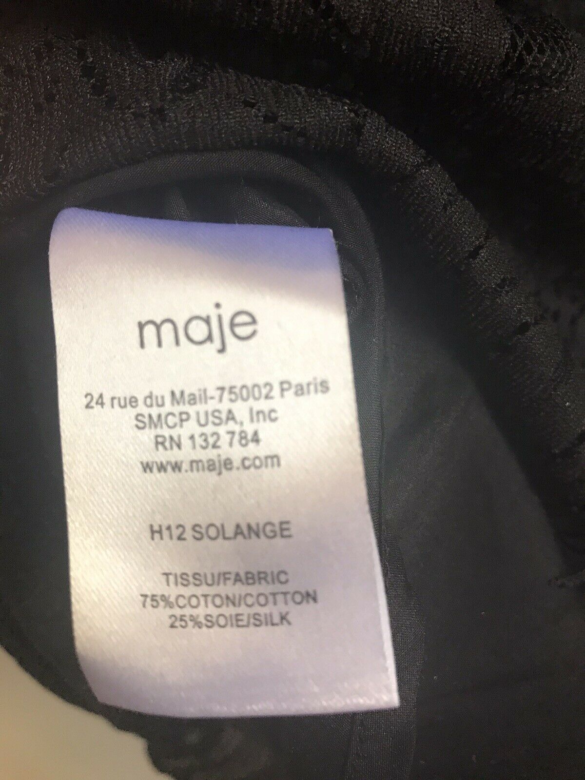 MAJE Black Lace Dress Size 1