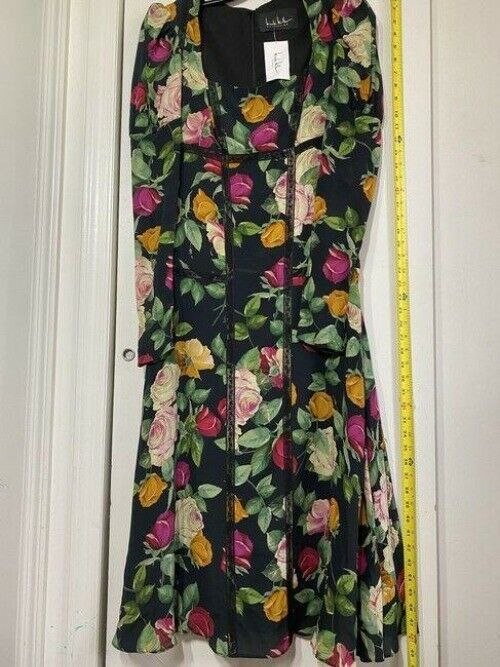 nicole miller black green pink new msrp long formal dress