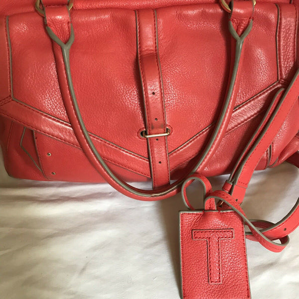 TORY BURCH Orange Leather Handbag W/ Crossbody Strap Msrp $490