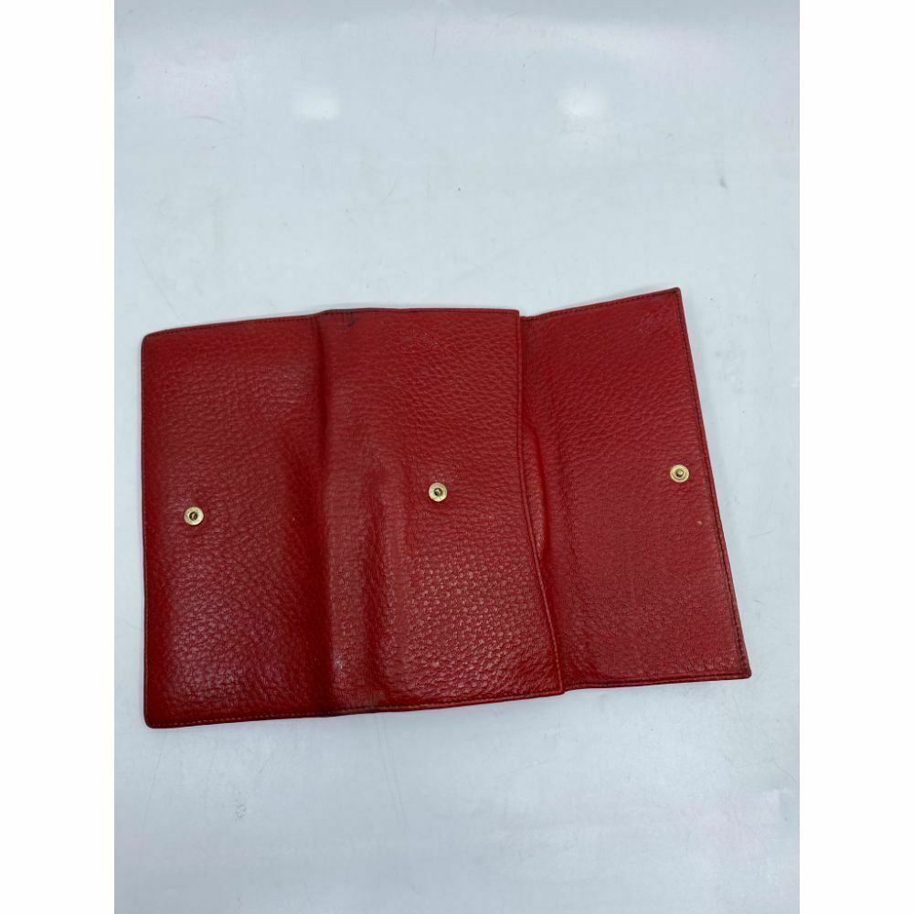 GUCCI Women Red Tri Fold Leather Wallet