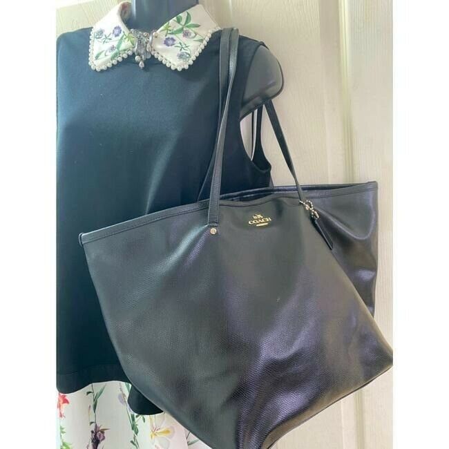 Coach Shopping Xl Black Leather Tote