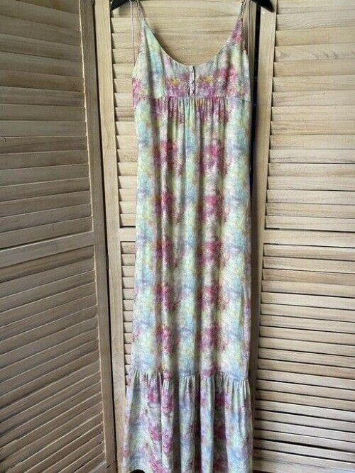 nicole miller pink blue green msrp long casual maxi dress