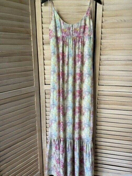 nicole miller pink blue green msrp long casual maxi dress