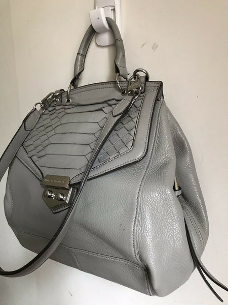 Aimee Kestenberg Grey Flap Bag With Silver Metal Hardware
