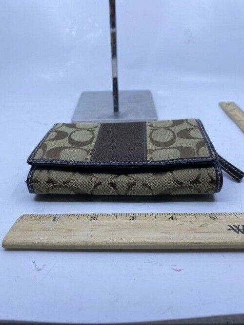 coach brown unique multi compartment cards key wallet