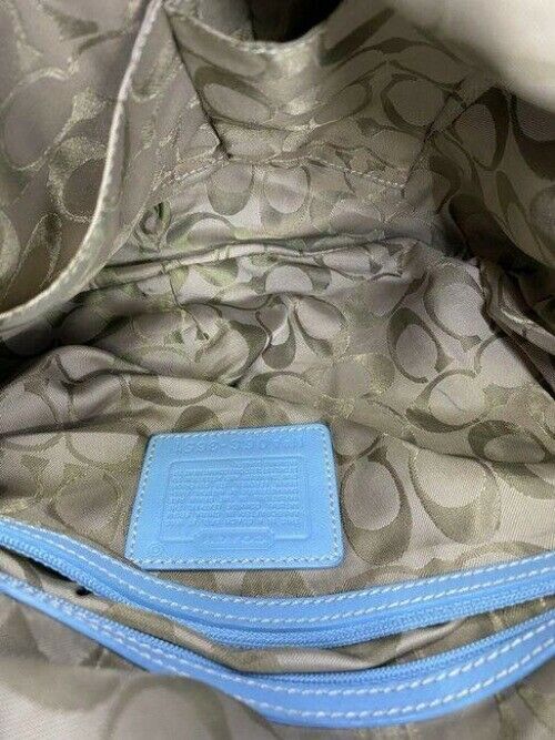 coach large light blue leather shoulder bag