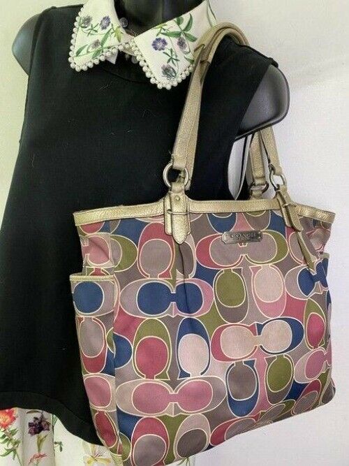 coach bag large multicolor fabric tote