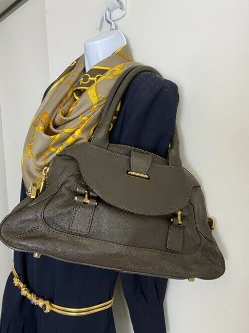 chloe handbag brown leather tote