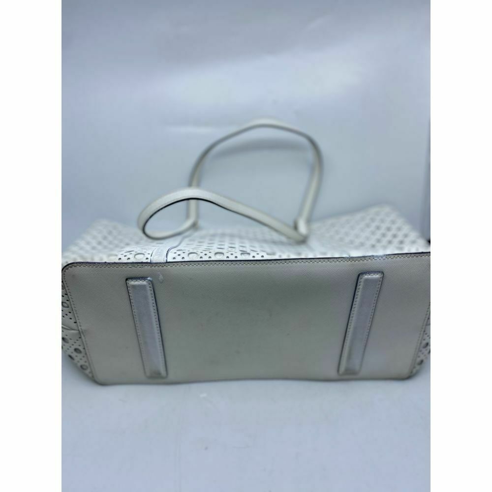KATE SPADE XL White Leather Laser Cut Tote Bag Very Good Condition