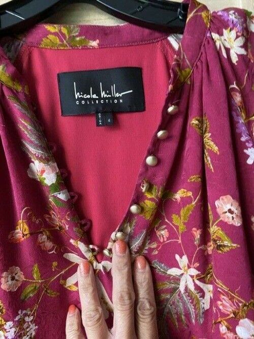 nicole miller purple green white floral msrp long casual maxi dress