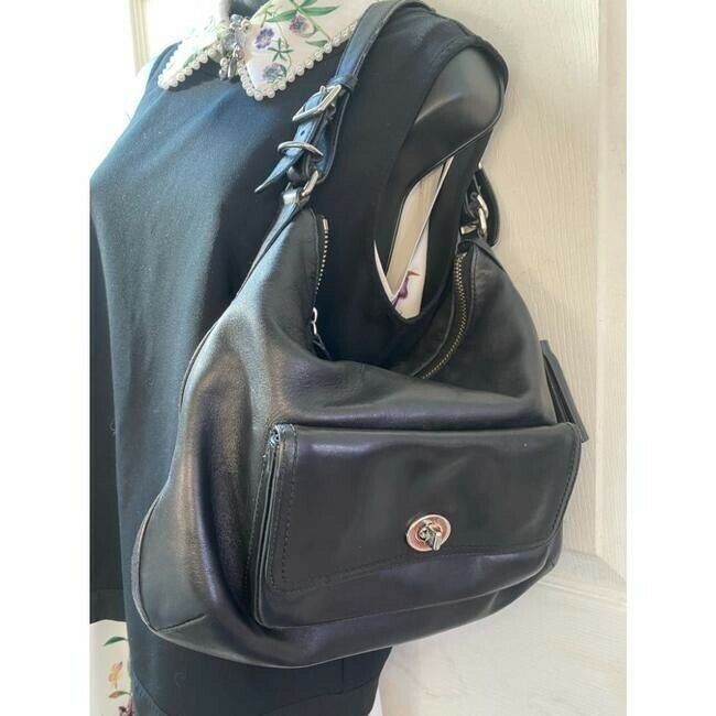 Coach Large Black Leather Hobo Bag