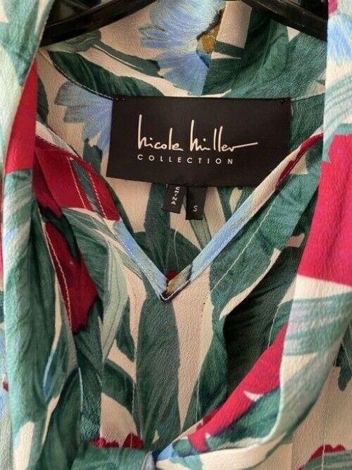 Nicole Miller multicolor floral tie front msrp smal blouse