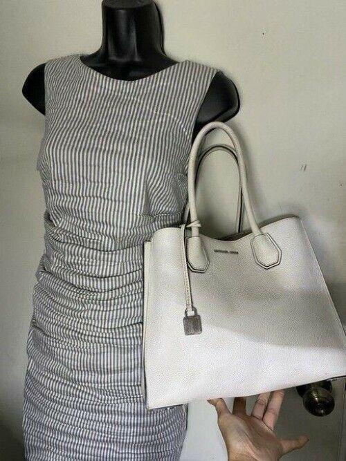 michael kors large white leather shoulder bag
