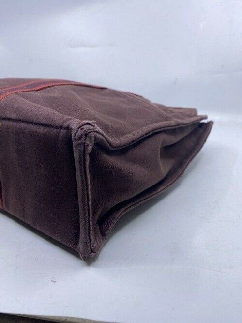 Hermes Toile Fourre Tout Mm Burgundy Fabric Tote