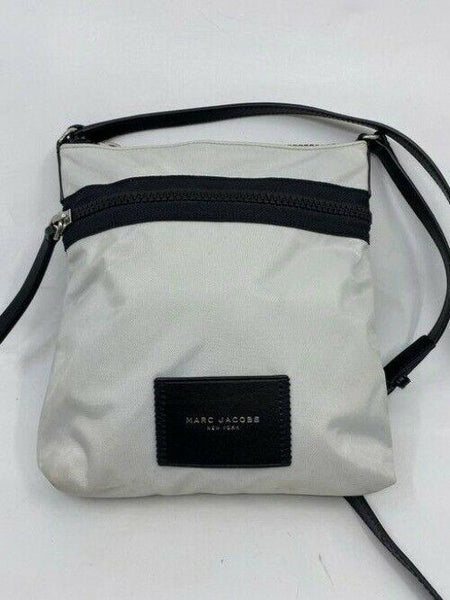 marc jacobs white black nylon fabric cross body bag