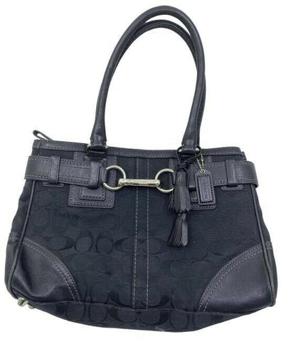 coach black jacquard fabric shoulder bag