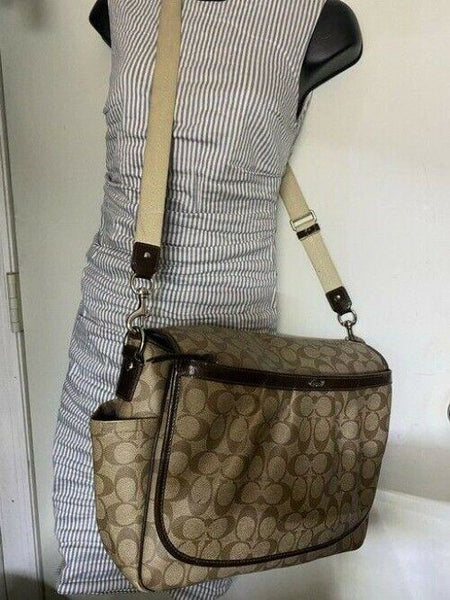 coach tote msrp tan brown coated canvas messenger bag
