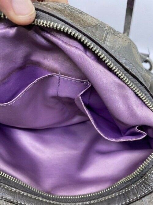 Coach Eddie Triple Compartment Gray Fabric Shoulder Bag