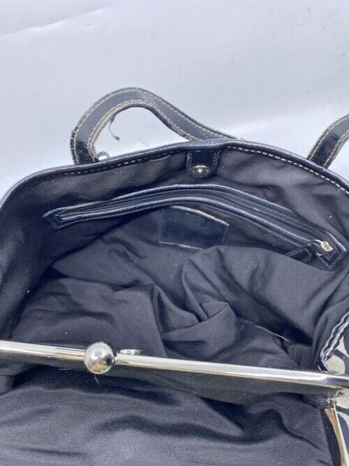 Coach Middle Clasp Black Fabric Shoulder Bag