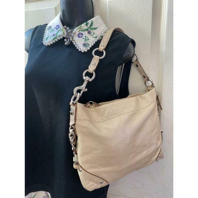Coach Large Cream Leather Hobo Bag