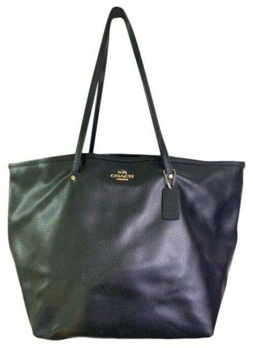 COACH XL Black Leather Shopping Tote Bag