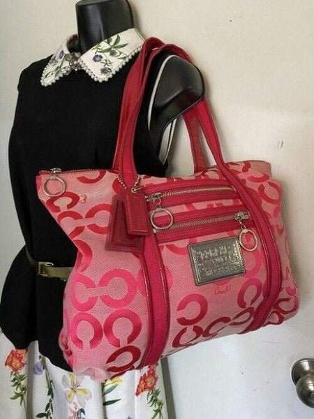 coach shopping xl pink fabric tote
