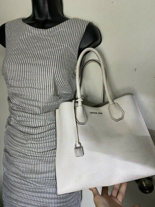 michael kors large white leather shoulder bag