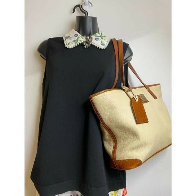 dooney and bourke bag white brown leather tote